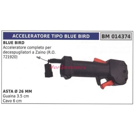 BLUEBIRD débroussailleuse à dos poignée accélératrice 014374 | Newgardenstore.eu