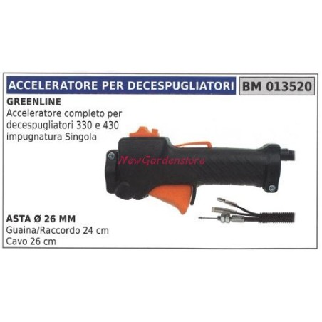 Manettino acceleratore GREENLINE decespugliatore 013520 asta 26 mm | Newgardenstore.eu