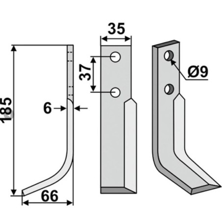 Hacke Winkelmesser Kreiselgrubber Pinne 350-206 350-205 NIBBI BRUNO