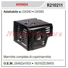 Silenciador silenciador HONDA motor cultivador GX340 390 R210211 | Newgardenstore.eu