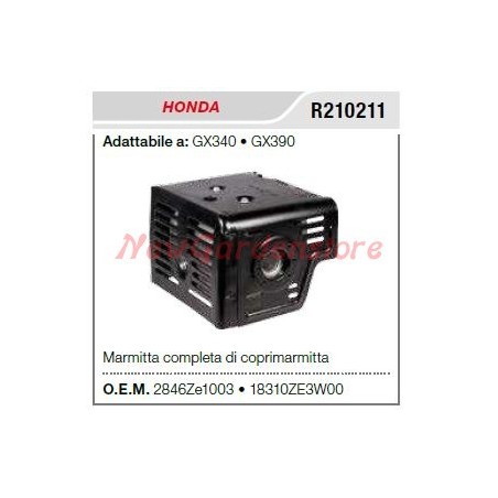 HONDA silencieux moteur cultivateur GX340 390 R210211 | Newgardenstore.eu