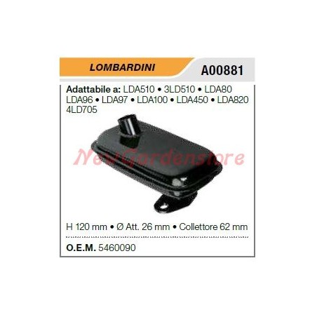 LOMBARDINI motorhoe LDA510 3LD510 muffler A00881 | Newgardenstore.eu