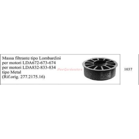 Carcasas de filtro LOMBARDINI para motocultor LDA 672 673 674 1037 | Newgardenstore.eu