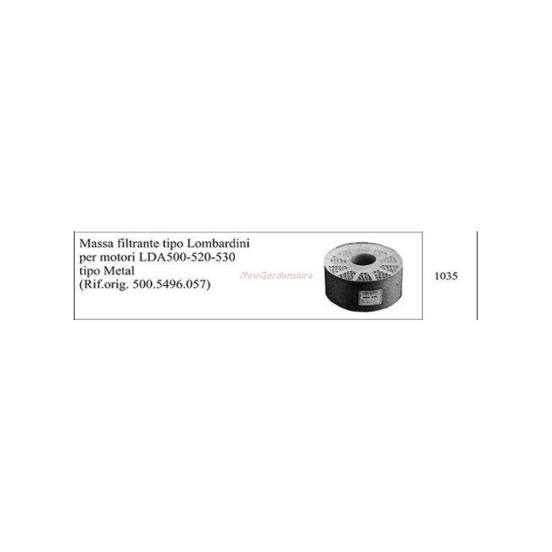 Filter masses type LOMBARDINI for LDA 500 520 530 motor cultivator 1035