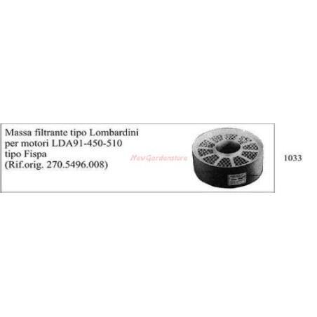 Cartouches filtrantes LOMBARDINI pour tracteurs marcheurs LDA 91-450-510 1033 | Newgardenstore.eu