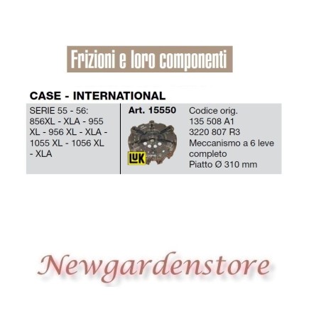 Mécanisme 6 leviers 15550 tracteur CASE INTERNATIONAL 55 series 56 856 955 310mm | Newgardenstore.eu