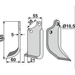 Cutter hoe blade motor cultivator 350-031 350-032 AGRIA dx sx 155 mm | Newgardenstore.eu