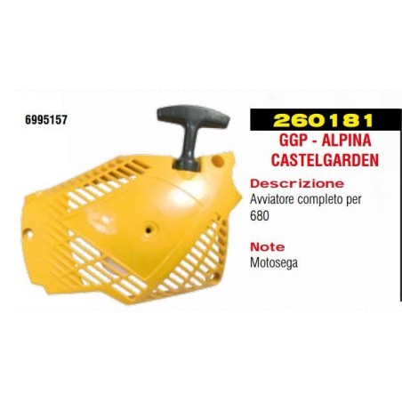 Démarreur à rappel pour tronçonneuse 680 ALPINA CASTELGARDEN 6995157 | Newgardenstore.eu