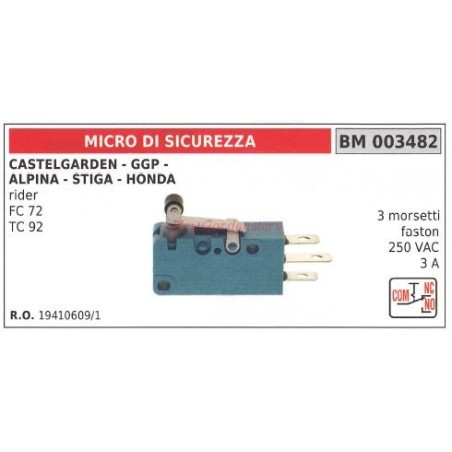 Micro interrupteur de sécurité CASTELGARDEN rider FC 72 TC 92 003482 | Newgardenstore.eu