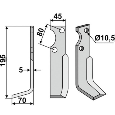 Hackenblatt für Bodenfräse 350-149 350-148 GOLDONI rechts sx 190mm