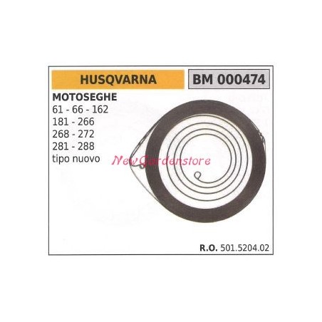 Ressort de démarrage HUSQVARNA pour tronçonneuse 61 66 162 181 266 268 272 281 288 000474 | Newgardenstore.eu