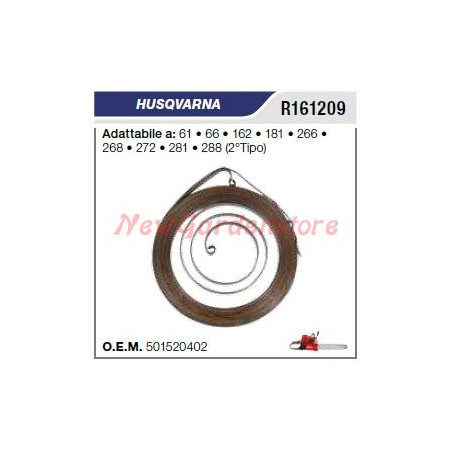 Ressort de démarrage HUSQVARNA pour tronçonneuse 61 66 162 181 266 268 272 281 288 R161209 | Newgardenstore.eu