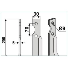 Rotary tiller tiller blade 350-158 350-159 dx sx GUTBROD 200mm