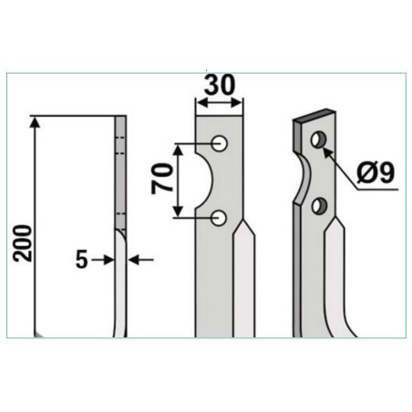 Lama zappa motocoltivatore motozappa fresa 350-158 350-159 dx sx GUTBROD 200mm