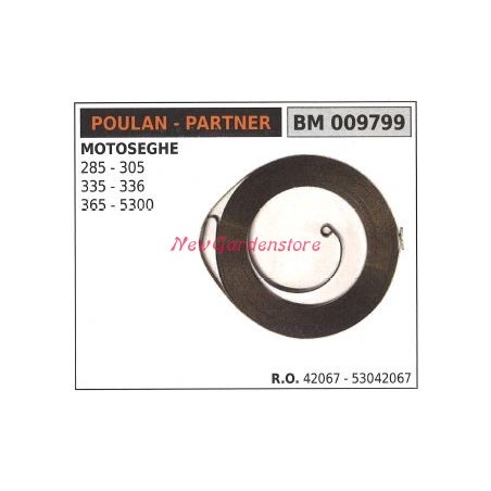 Ressort de démarrage POULAN pour tronçonneuse 285 305 335 336 365 5300 009799 | Newgardenstore.eu