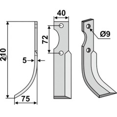 Lame de fraise rotative 350-162 350-163 dx sx HAKO 205mm