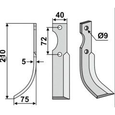 Rotary tiller hoe blade 350-162 350-163 dx sx HAKO 205mm | Newgardenstore.eu