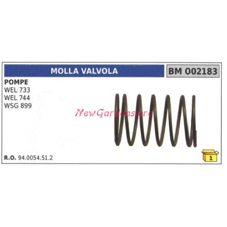 Valve spring UNIVERSAL Bertolini pump WEL 733 744 WSG 899 002183 | Newgardenstore.eu