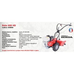 ROTO 408 HD SERIE PUBERT walking tractor with HONDA GP 160 OHV 163 cc engine | Newgardenstore.eu