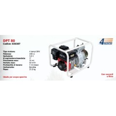 DPT80 SERIE DUCAR Motobomba de gasolina de 4 tiempos OHV 208 cc para aguas sucias