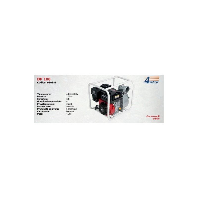 DP 100 DUCAR SERIES Petrol-driven motor pump with 4-stroke OHV 270 cc engine
