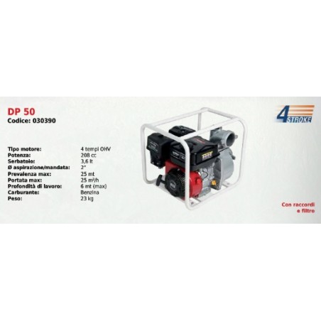 DP 50 SERIE DUCAR Petrol-driven motor pump with 4-stroke OHV 208 cc engine | Newgardenstore.eu