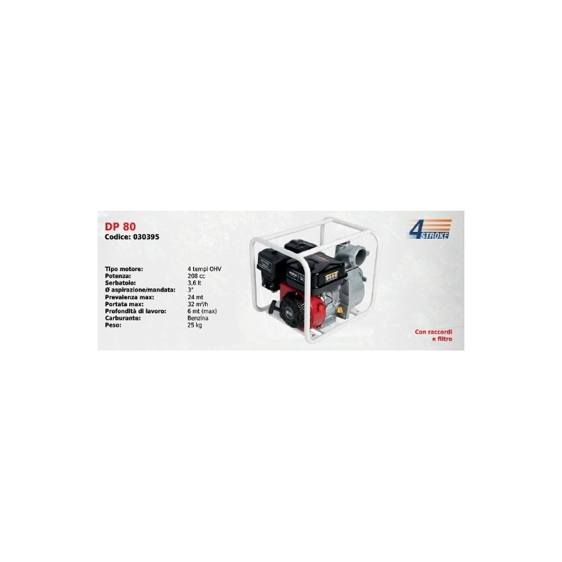 DP 80 SERIE DUCAR Motopompe à essence avec moteur 4 temps OHV 208 cc