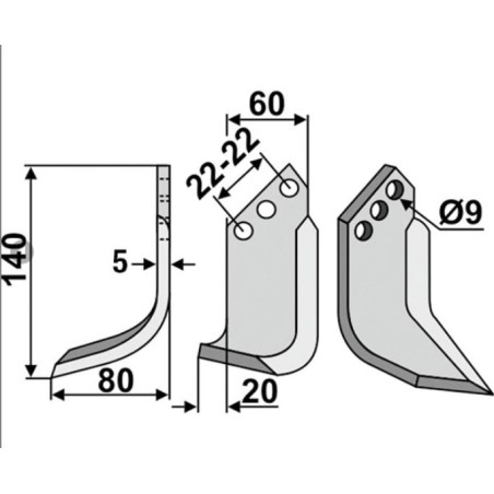 Moteur cultivateur houe lame motoculteur 350-174 350-175 dx sx HOLDER