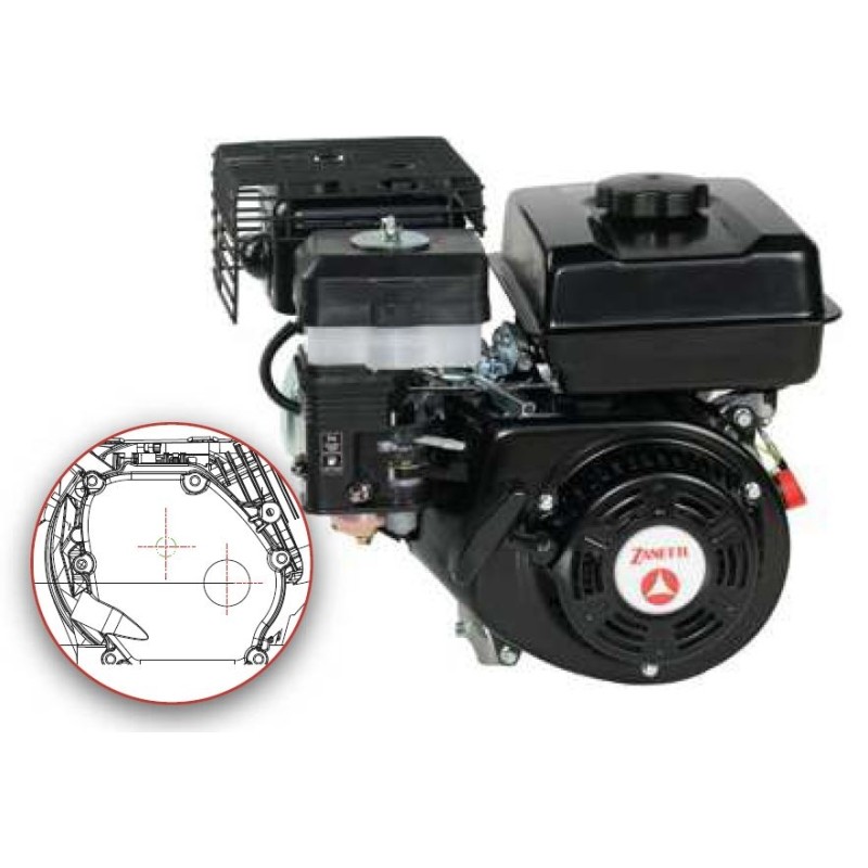 Moteur à essence complet ZBMK210L11 ZANETTI arbre à cardan horizontal sur arbre à cames