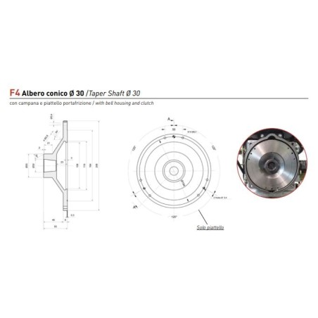 Motore completo diesel ZANETTI S510F4E albero conico Ø30 campana "F" piattello 4