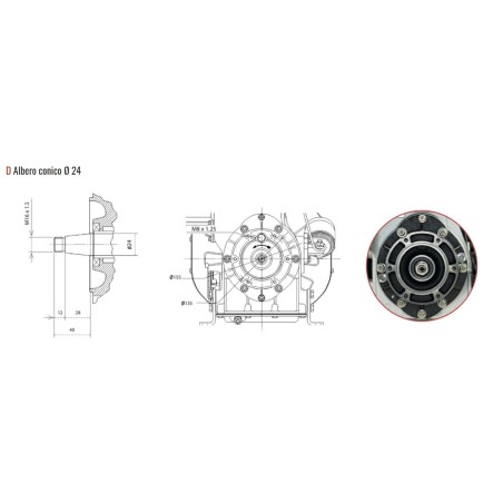 Motocultor completo motor eje cónico Ø 24 ZANETTI S510DE arranque eléctrico