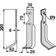 Motor cultivator hoe blade tiller 350-185 350-184 dx sx HONDA 200mm | Newgardenstore.eu