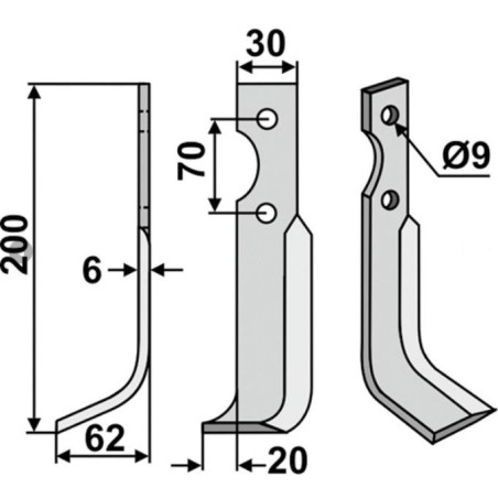 Motor Grubber Hacke Messer Pinne 350-185 350-184 dx sx HONDA 200mm