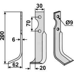Motor cultivator hoe blade tiller 350-185 350-184 dx sx HONDA 200mm | Newgardenstore.eu