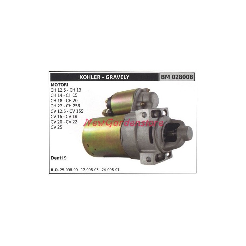 Motor de arranque KOHLER para tractores de césped CH 12.5 13 14 028008