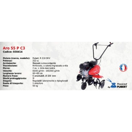 Motocultor ARO 55 P C3 SERIE PUBERT con motor PUBERT R 210 OHV 212 cc | Newgardenstore.eu