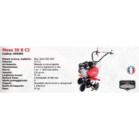 Motoculteur MESO 30 B C2 SERIES PUBERT avec moteur B&S 550 OHV 127 cc | Newgardenstore.eu