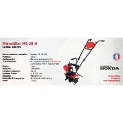 MICROTILLER MB 25 H SERIE PUBERT power hoe with HONDA GX 25 OHC 25 cc engine | Newgardenstore.eu