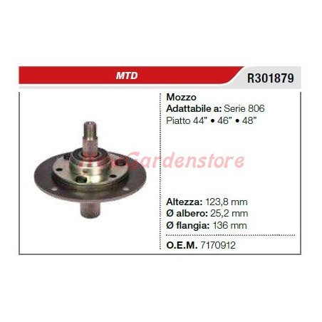 MTD 806 series lawnmower mower mower blade hub R301879 | Newgardenstore.eu