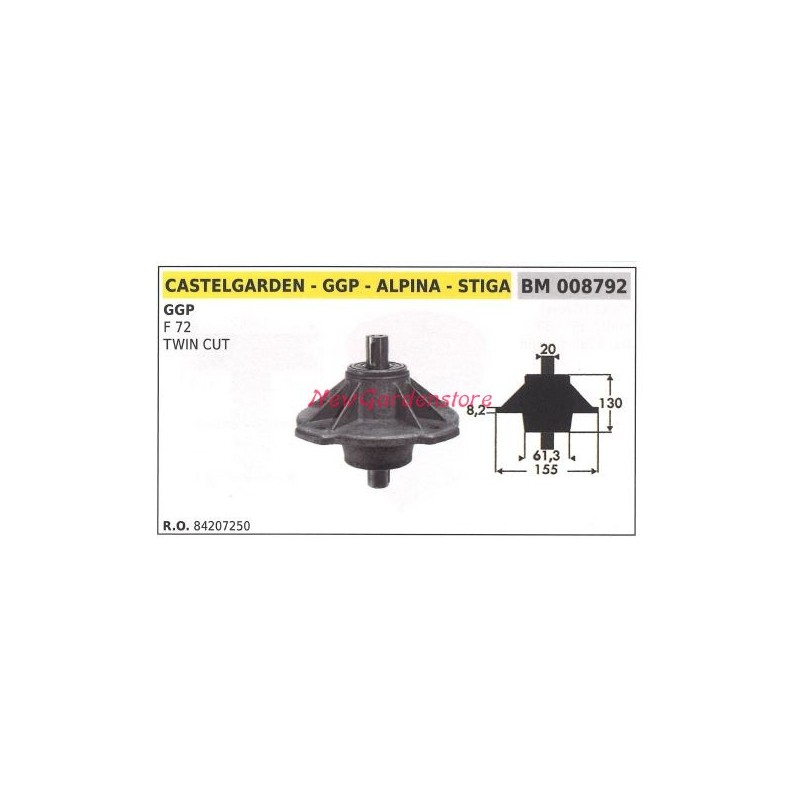 Moyeu de lame pour tracteur de pelouse F 72 TWIN CUT GGP 008792 - 84207250