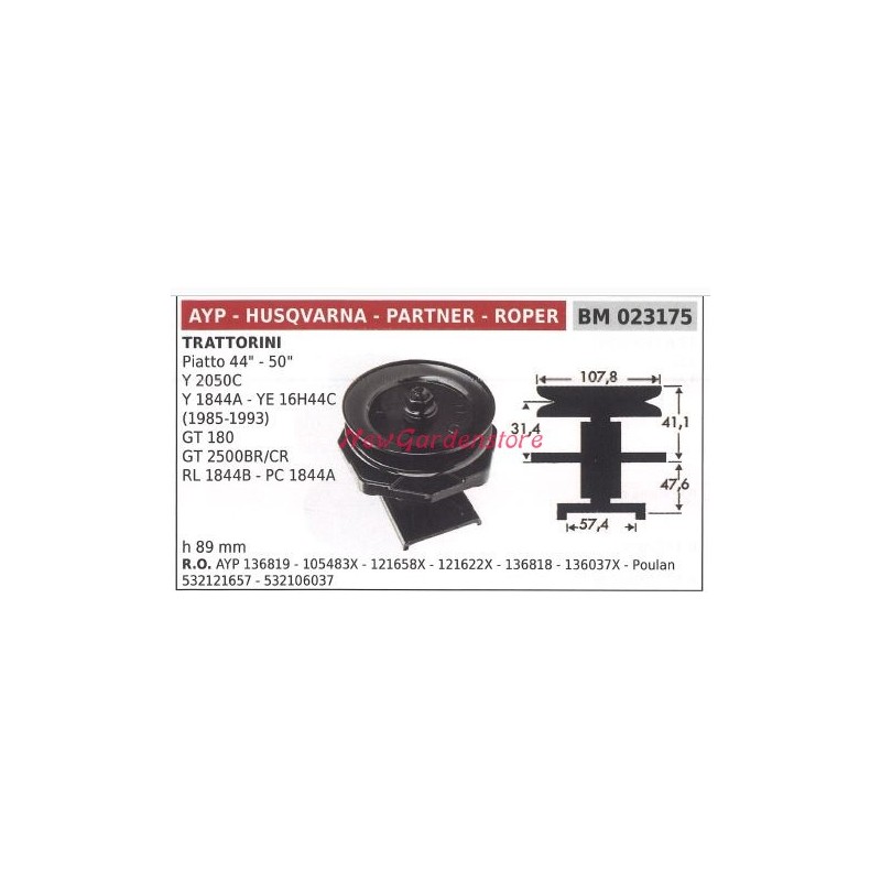 AYP 023175 44 50 AYP 023175 Messernabe für Rasentraktor Flachmäher