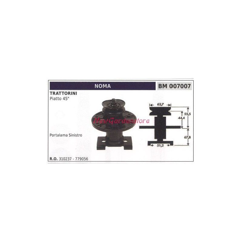 NOMA 007007 Cubo para cuchilla de cortacésped con conductor de 45 pulgadas cortacésped plano