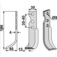Motor cultivator hoe blade tiller 350-212 350-211 SOLO dx sx 196mm | Newgardenstore.eu
