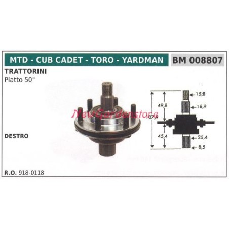 MTD 008807 Cubo de la cuchilla del tractor cortacésped plano de 50 pulgadas MTD 008807 | Newgardenstore.eu