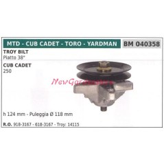 Blade hub for TROY BILT MTD lawn tractor mower 040358