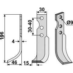 Motor cultivator hoe blade tiller 350-212 350-211 SOLO dx sx 196mm | Newgardenstore.eu