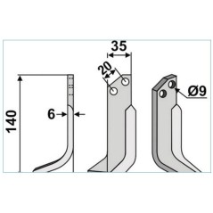 Rotary tiller hoe blade 350-220 350-219 GRILLO dx sx 140mm | Newgardenstore.eu