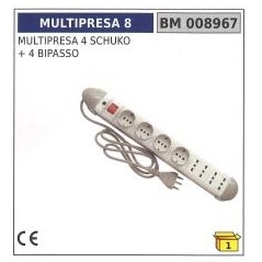 Multipresa 4 schuko + 4 BIPASSO codice: 008967 | Newgardenstore.eu