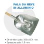 Pala da neve in alluminio con manico di ricambio 330x400h mm spessore 1.6 mm