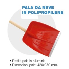 Pala da neve in polipropilene con manico 420x370 mm profilo lama in alluminio | Newgardenstore.eu